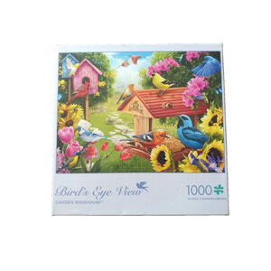 Garden Birdhouse 1000 Piece Jigsaw Puzzle with Poster Birds Eye View by Buffalo